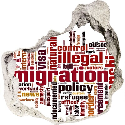 Autocolant de perete gaură 3D Politica de migrație