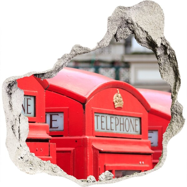 Autocolant un zid spart cu priveliște Cabine telefonice britanice