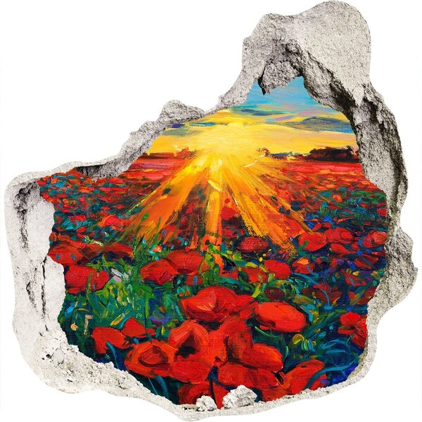 Fototapet 3D gaură în perete Pajiște cu flori la soare