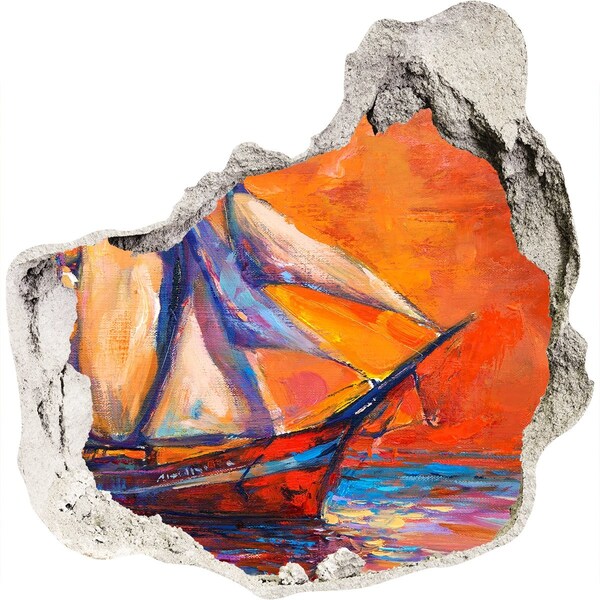 Fototapet un zid spart cu priveliște Apus de soare pe mare