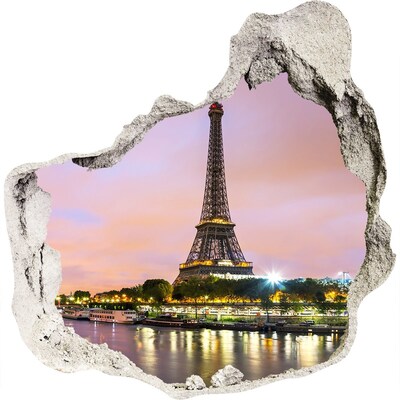 Fototapet 3D gaură în perete Turnul Eiffel la amurg