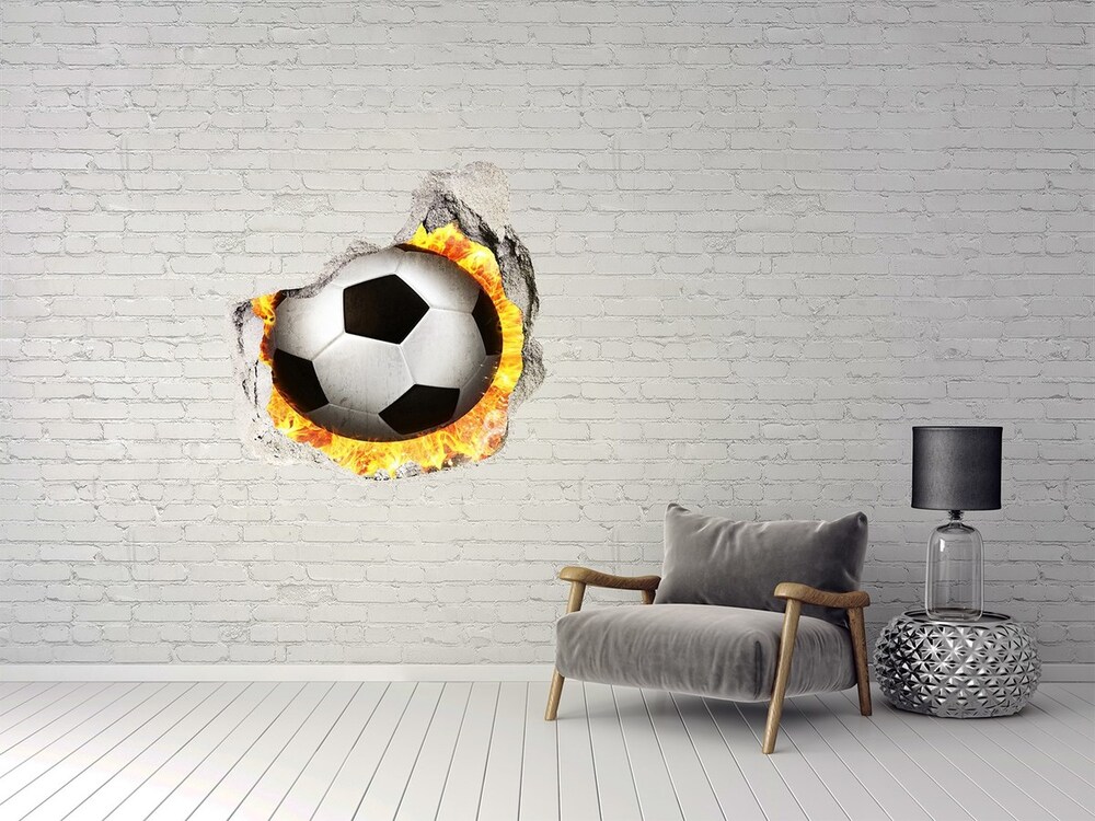 Fototapet 3D gaură în perete Arderea de fotbal a văzut