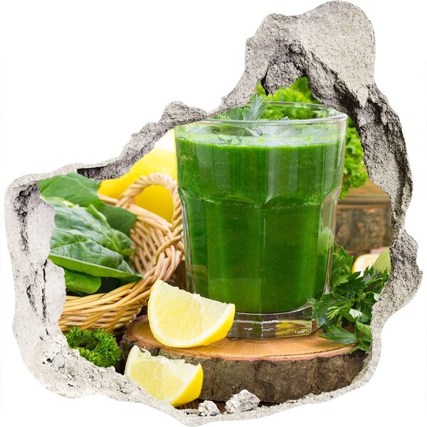 Autocolant de perete gaură 3D Cocktail verde într-un cadru natural