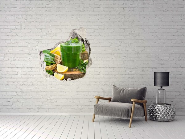 Autocolant de perete gaură 3D Cocktail verde într-un cadru natural