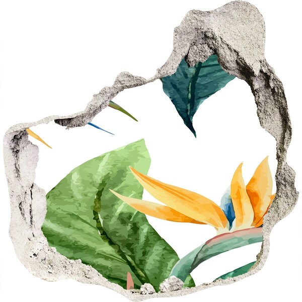 Fototapet 3D gaură în perete Paradis tropical în spatele zidului