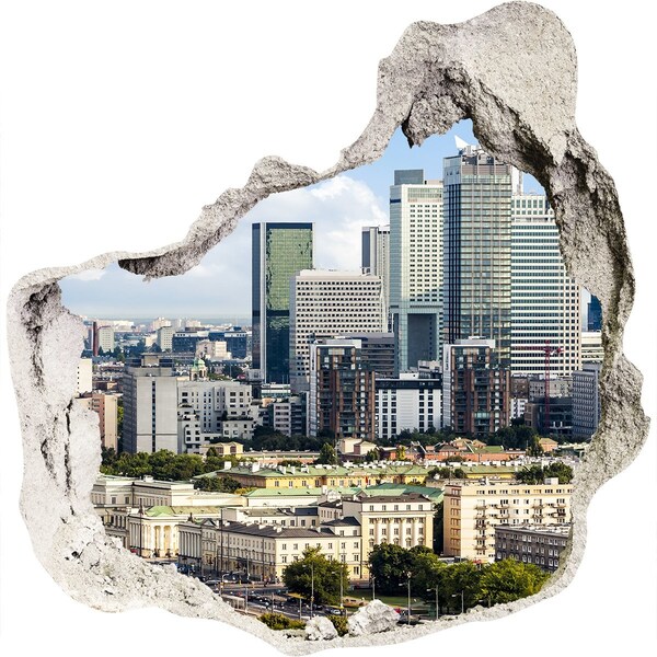 Fototapet un zid spart cu priveliște Vedere a orașului modern