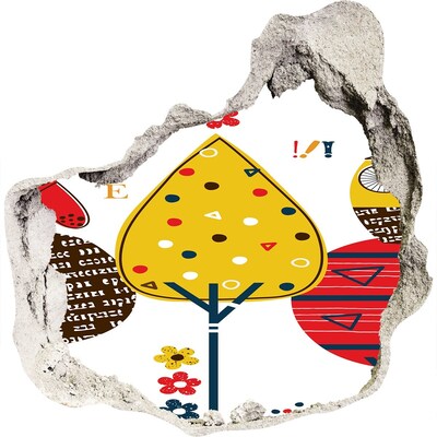 Fototapet 3D gaură în perete Copaci colorați într-o gaură în perete