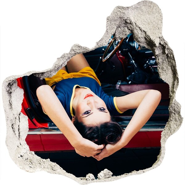 Autocolant autoadeziv gaură Femeie într-o mașină clasică