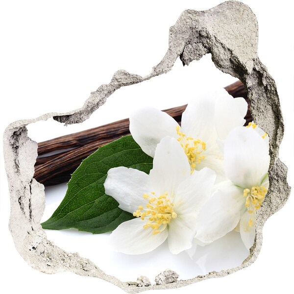 Autocolant un zid spart cu priveliște Flori de iasomie în beton