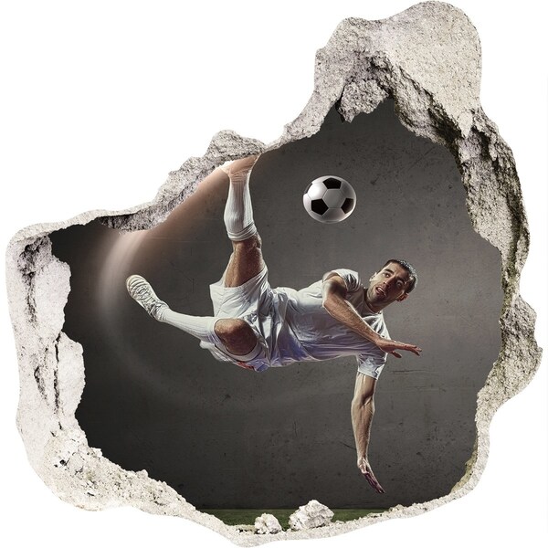 Autocolant gaură 3D Săritură de fotbal în acțiune