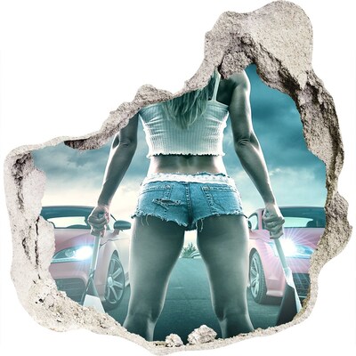 Fototapet 3D gaură în perete Emoții de curse