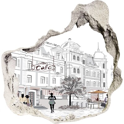 Fototapet un zid spart cu priveliște Cafenea în stil european