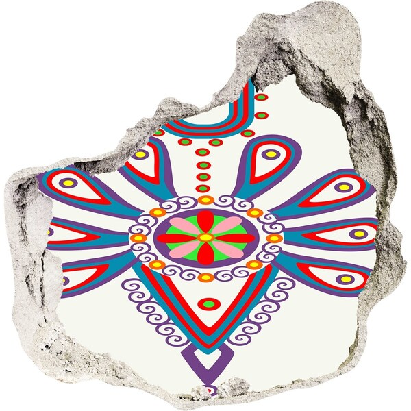 Fototapet 3D gaură în perete Un model colorat pe fundalul unui perete deteriorat