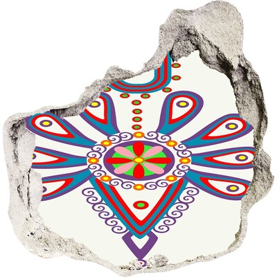 Fototapet 3D gaură în perete Un model colorat pe fundalul unui perete deteriorat