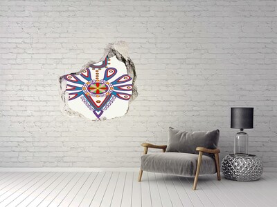 Fototapet 3D gaură în perete Un model colorat pe fundalul unui perete deteriorat