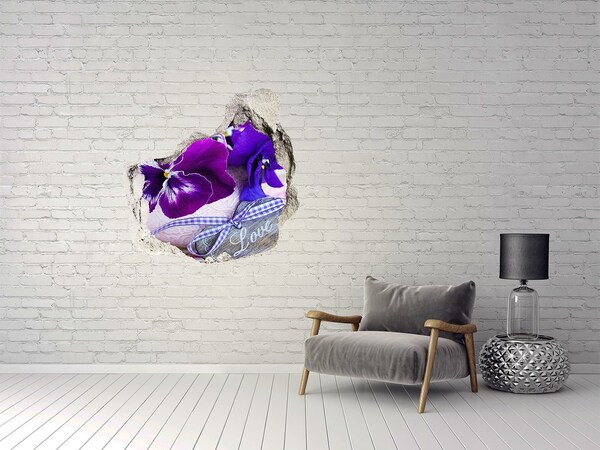 Autocolant gaură 3D Decorațiune florală cu o inimă