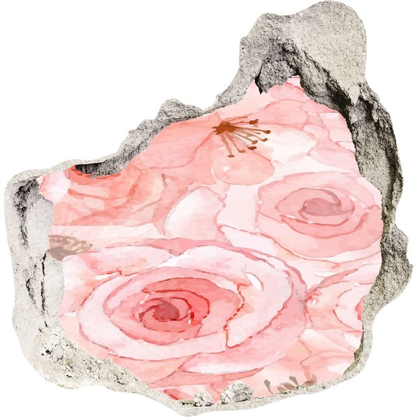 Autocolant 3D gaura cu priveliște O pictură murală cu flori într-o gaură din perete