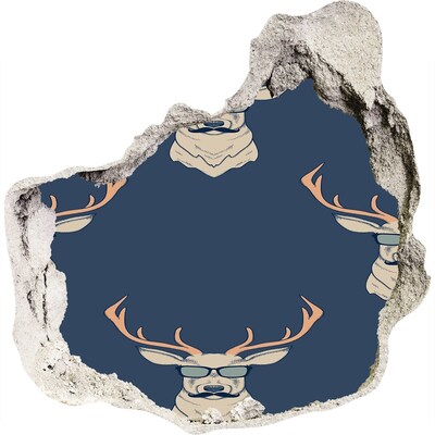 Autocolant de perete gaură 3D Cerb în ochelari de soare