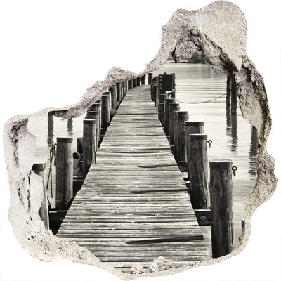 Autocolant un zid spart cu priveliște Pod de lemn peste apă