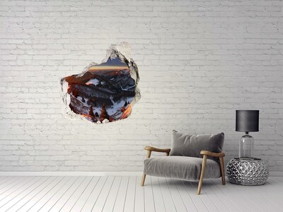 Autocolant 3D gaura cu priveliște Peisaj montan de iarnă