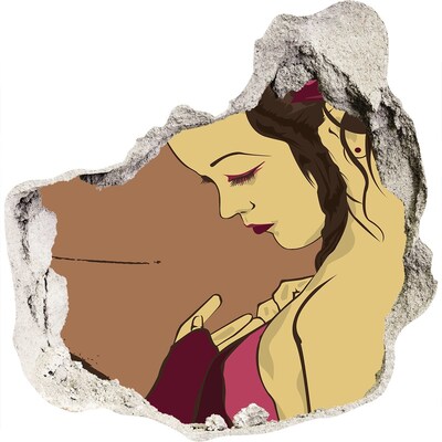 Fototapet 3D gaură în perete Femeie într-un fragment de perete