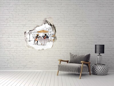 Fototapet un zid spart cu priveliște Cafenea în stil european