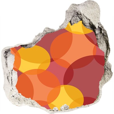Autocolant de perete gaură 3D Cercuri colorate pe un fundal de beton