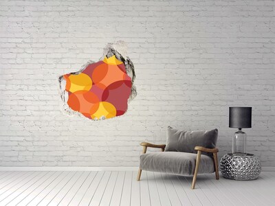 Autocolant de perete gaură 3D Cercuri colorate pe un fundal de beton