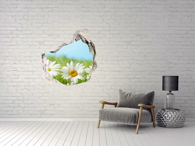 Autocolant un zid spart cu priveliște Flori într-o pajiște verde