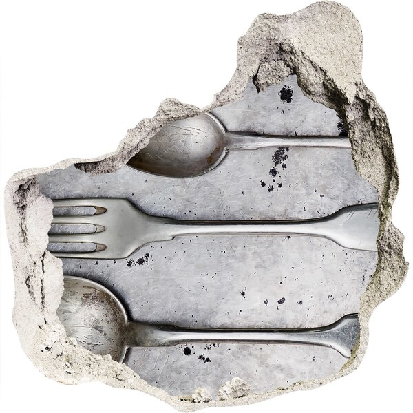 Fototapet un zid spart cu priveliște Un perete spart cu vedere la tacâmuri