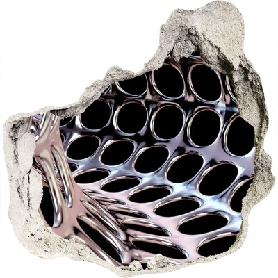 Fototapet 3D gaură în perete Plasă metalică printr-o gaură în perete