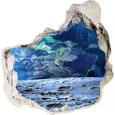 Autocolant 3D gaura cu priveliște Vedere cosmică dintr-o gaură în perete