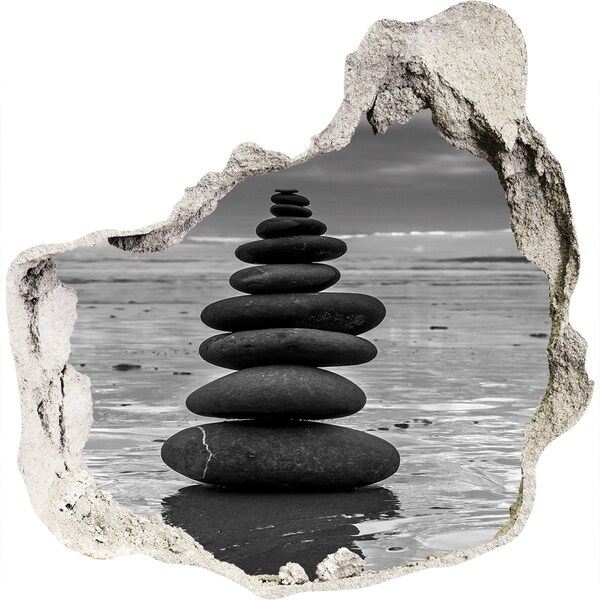 Autocolant gaură 3D Turnuri de piatră pe plajă