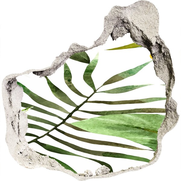 Autocolant de perete gaură 3D Palmier verde printr-o gaură în perete