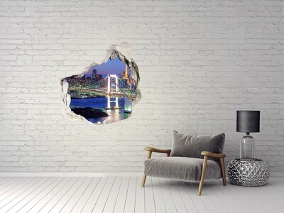 Autocolant un zid spart cu priveliște Podul Tokyo noaptea