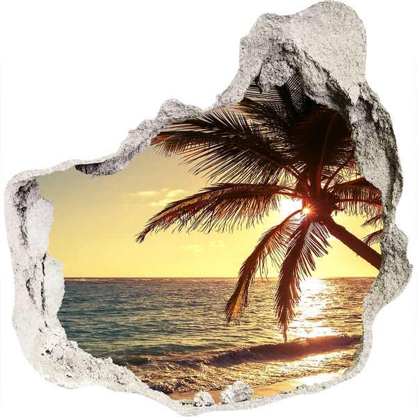 Autocolant 3D gaura cu priveliște plaja tropicala