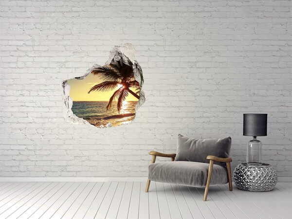 Autocolant 3D gaura cu priveliște plaja tropicala