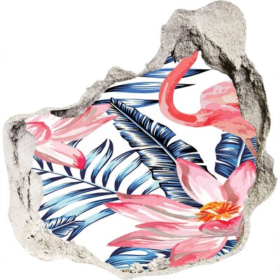 Autocolant un zid spart cu priveliște Flamingos și plante