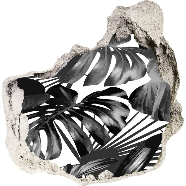 Fototapet 3D gaură în perete Junglă tropicală monocromă