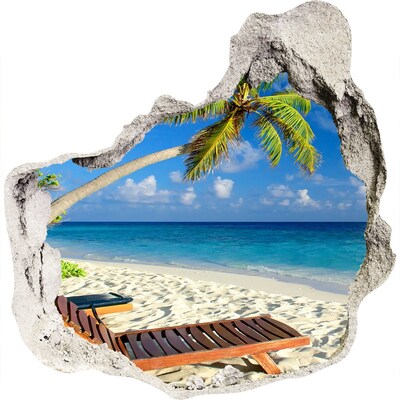 Autocolant un zid spart cu priveliște plaja tropicala