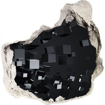 Autocolant de perete gaură 3D Cuburi negre în spațiul 3D