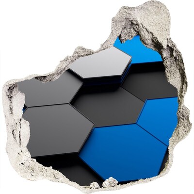 Autocolant 3D gaura cu priveliște Hexagonuri moderne în perete