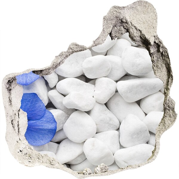 Autocolant de perete gaură 3D Pietricele de plajă cu accent albastru