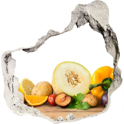 Fototapet 3D gaură în perete Fructe si legume