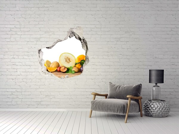 Fototapet 3D gaură în perete Fructe si legume