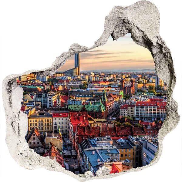 Autocolant gaură 3D O vedere de sus a orașului