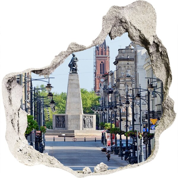 Autocolant un zid spart cu priveliște Stradă cu monument