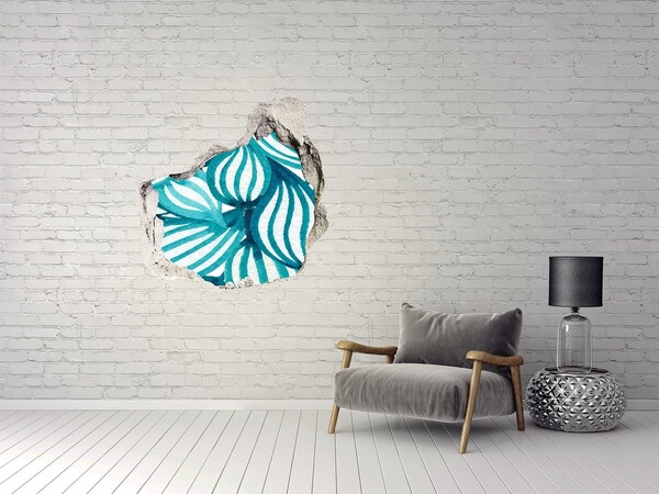 Autocolant autoadeziv gaură Frunze tropicale într-o gaură în perete
