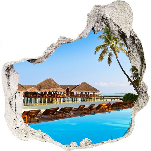 Autocolant un zid spart cu priveliște Piscina în Maldive