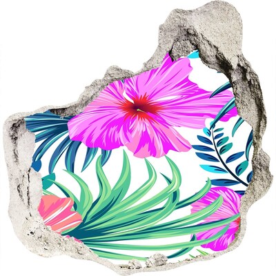 Fototapet 3D gaură în perete flori Hawaii